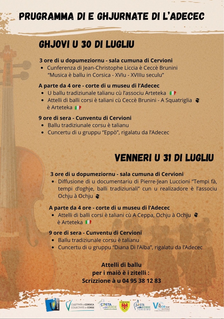 Programme di " e Ghjurnate di l'ADECEC"