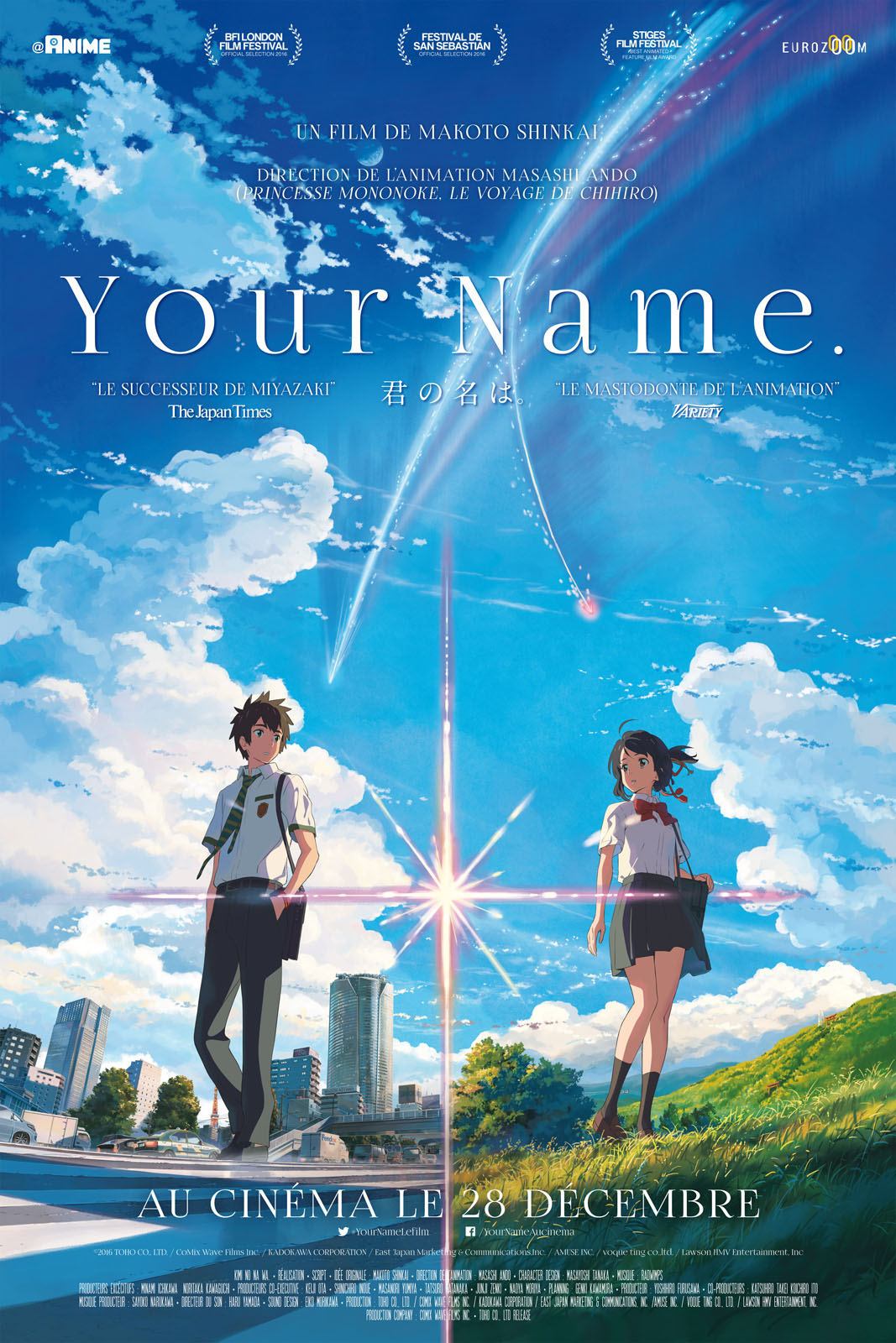 your name film d'animation japonais disponible sur Netflix