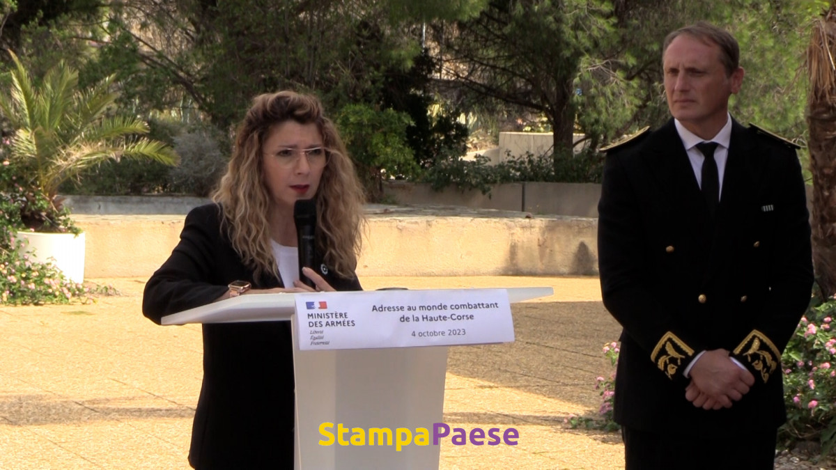 Dans les jardins de la préfecture de Bastia, la secrétaire d'État a rendu hommage aux combattants de la libération.
