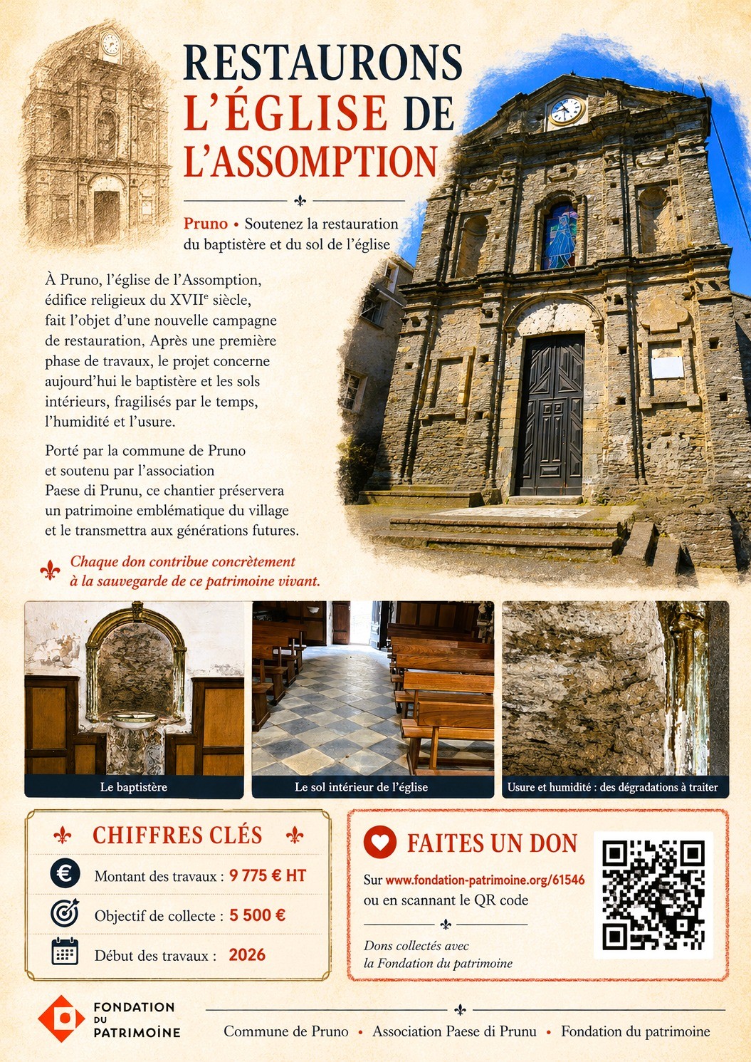 Prunu : un appel aux dons pour sauver l'église de l'Assomption, joyau baroque de la Castagniccia