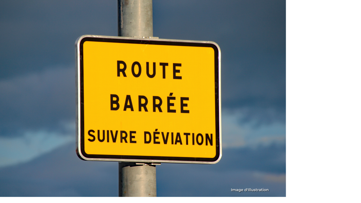 Panneau ROUTE BARREE