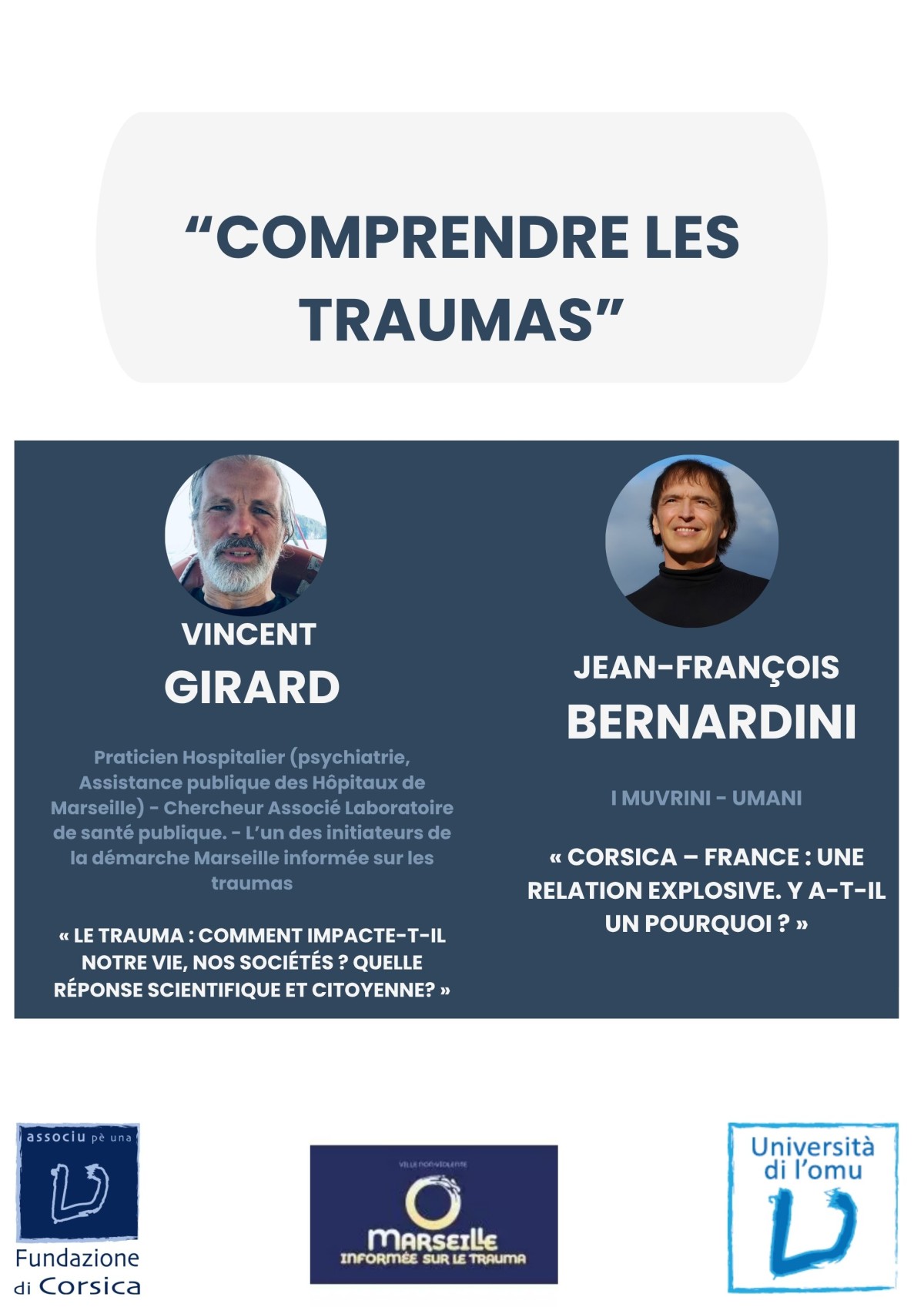 « Comprendre les traumas » : l'Associu pè una fundazione di Corsica lance un cycle de conférences à travers l'île