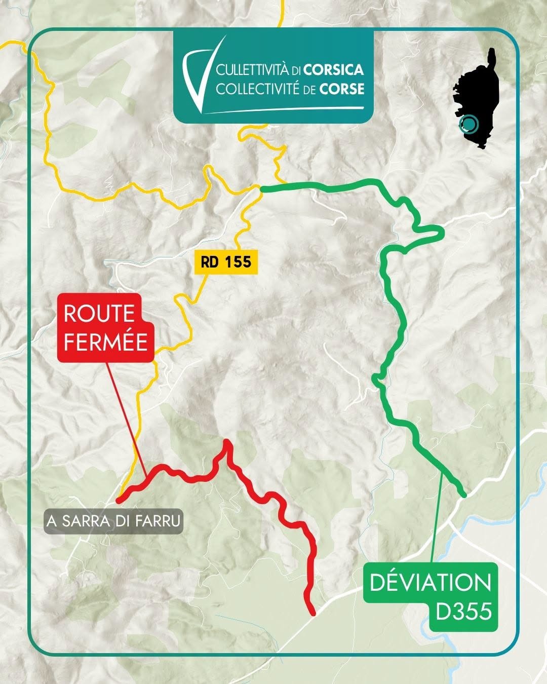 Inforoutes : la RD 302 à Casalabriva et la RD 155 à Serra-di-Ferro fermées pour travaux