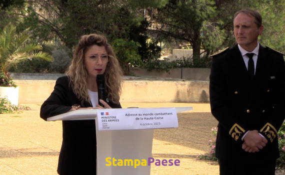 Dans les jardins de la préfecture de Bastia, la secrétaire d'État a rendu hommage aux combattants de la libération.