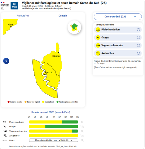 vigilance jaune corse